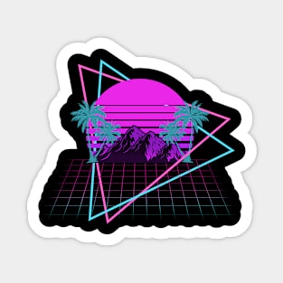 Retro 1990s 1980s Sunset Palm Tree Beach Mountains Vaporwave Sticker